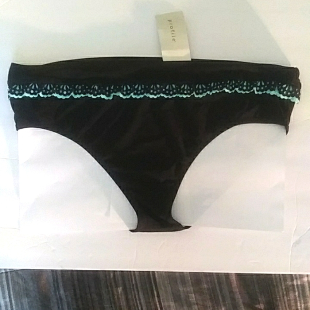 Profile by Gottex Women's Black Swim Bottom w Turquoise Trim SZ 16 NWT